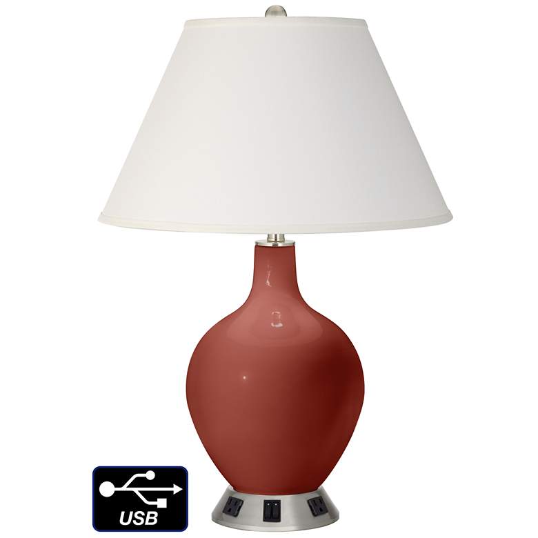 Image 1 Ivory Empire 2-Light Table Lamp - 2 Outlets and USB in Madeira
