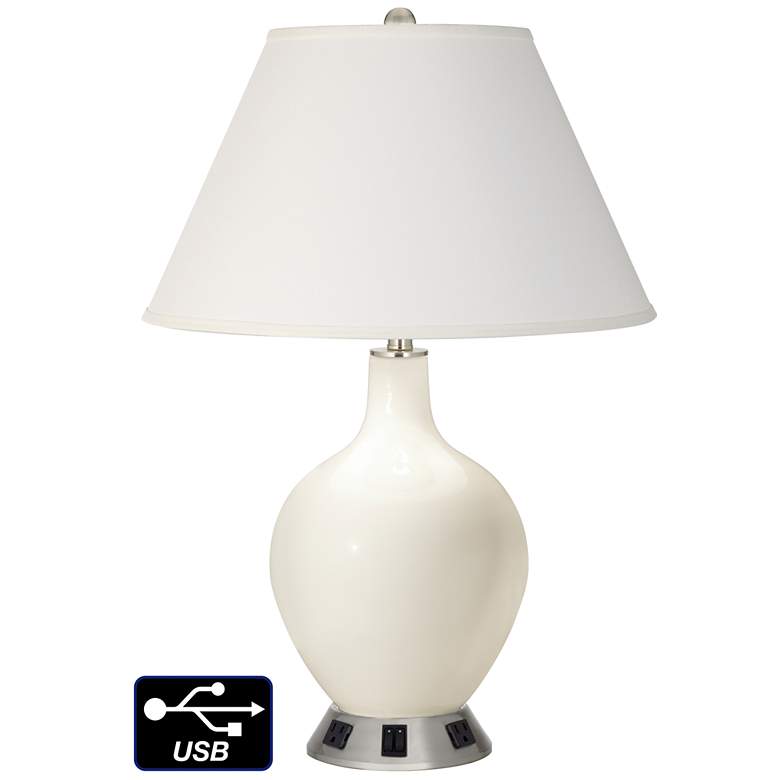Image 1 Ivory Empire 2-Lt Lamp - Outlets and USB in West Highland White