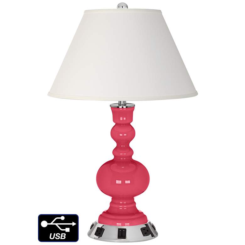 Image 1 Ivory Empire Apothecary Lamp - 2 Outlets and 2 USBs in Eros Pink