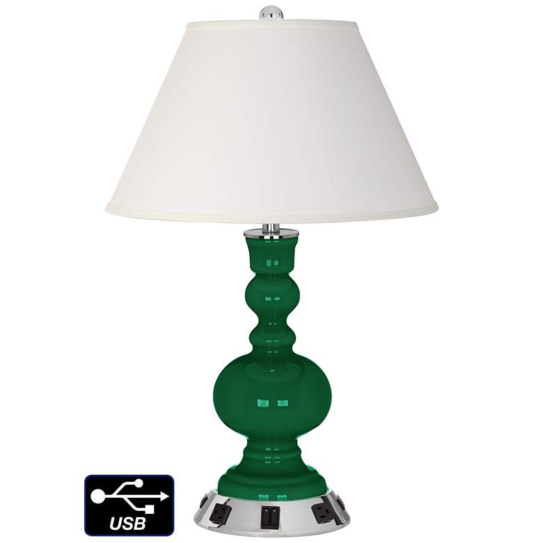 Image 1 Ivory Empire Apothecary Lamp - 2 Outlets and 2 USBs in Greens