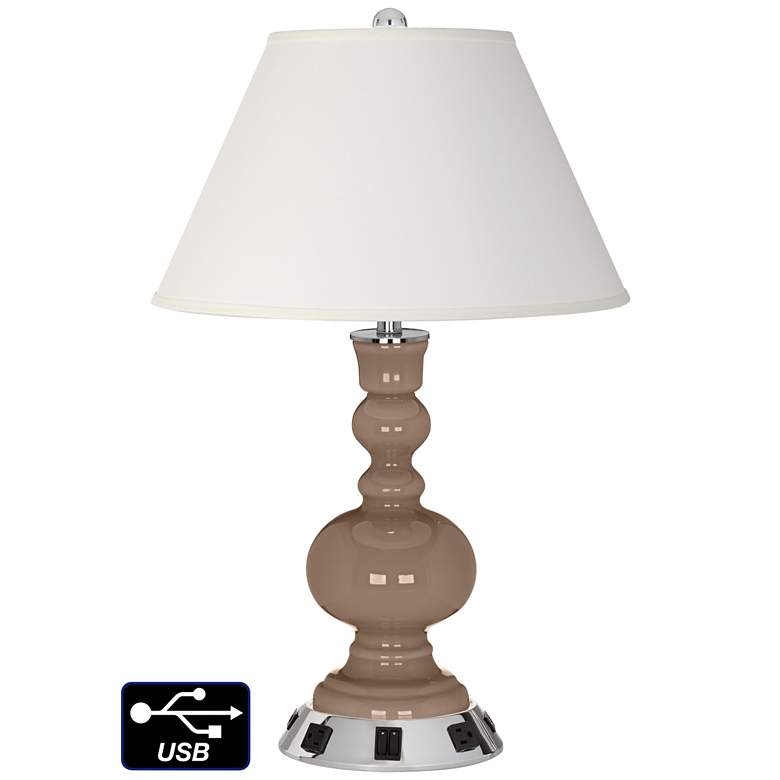 Image 1 Ivory Empire Apothecary Lamp - 2 Outlets and 2 USBs in Mocha