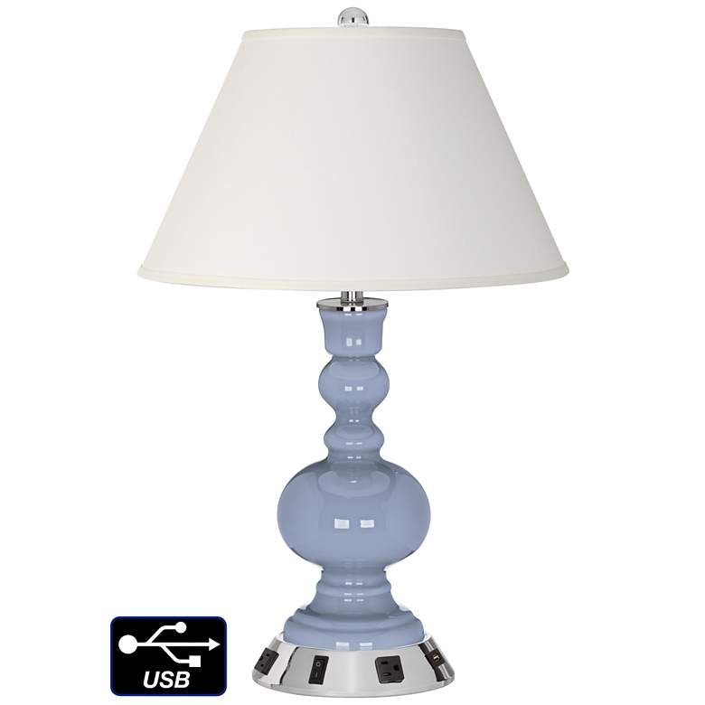 Image 1 Ivory Empire Apothecary Lamp - 2 Outlets and USB in Blue Sky