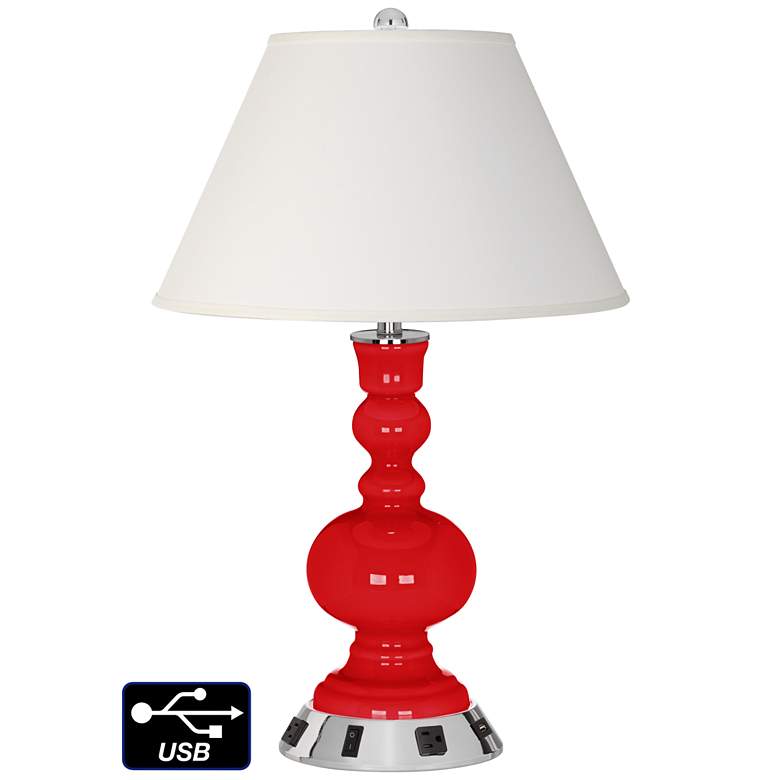 Image 1 Ivory Empire Apothecary Lamp - 2 Outlets and USB in Bright Red