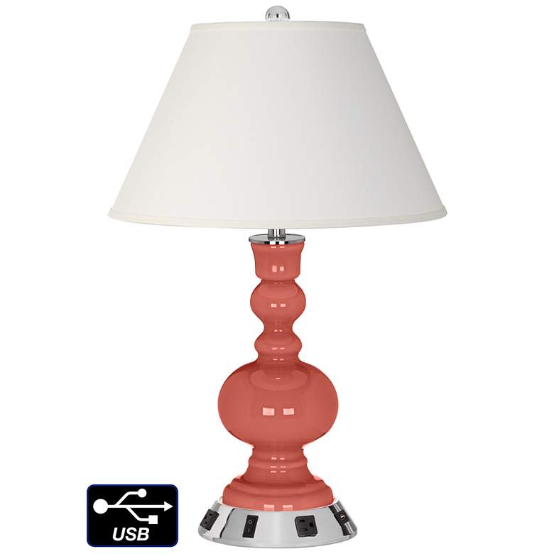 Image 1 Ivory Empire Apothecary Lamp - 2 Outlets and USB in Coral Reef