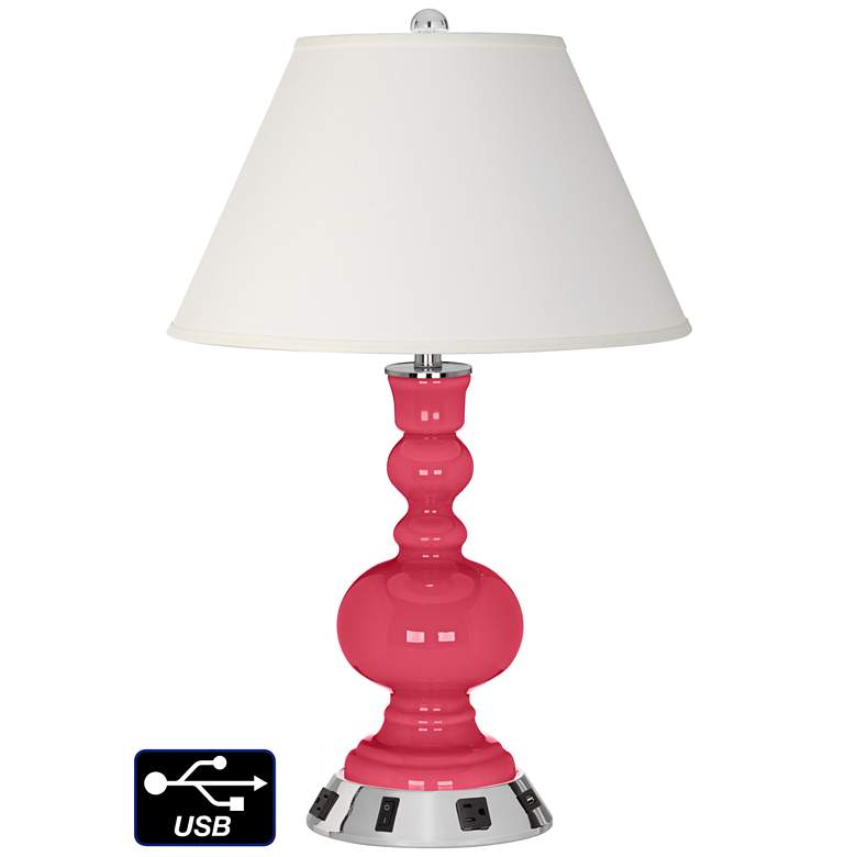 Image 1 Ivory Empire Apothecary Lamp - 2 Outlets and USB in Eros Pink