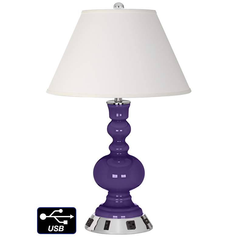 Image 1 Ivory Empire Apothecary Lamp - 2 Outlets and USB in Izmir Purple