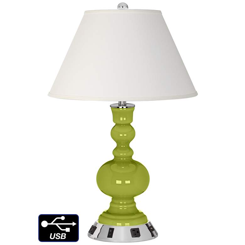 Image 1 Ivory Empire Apothecary Lamp - 2 Outlets and USB in Parakeet