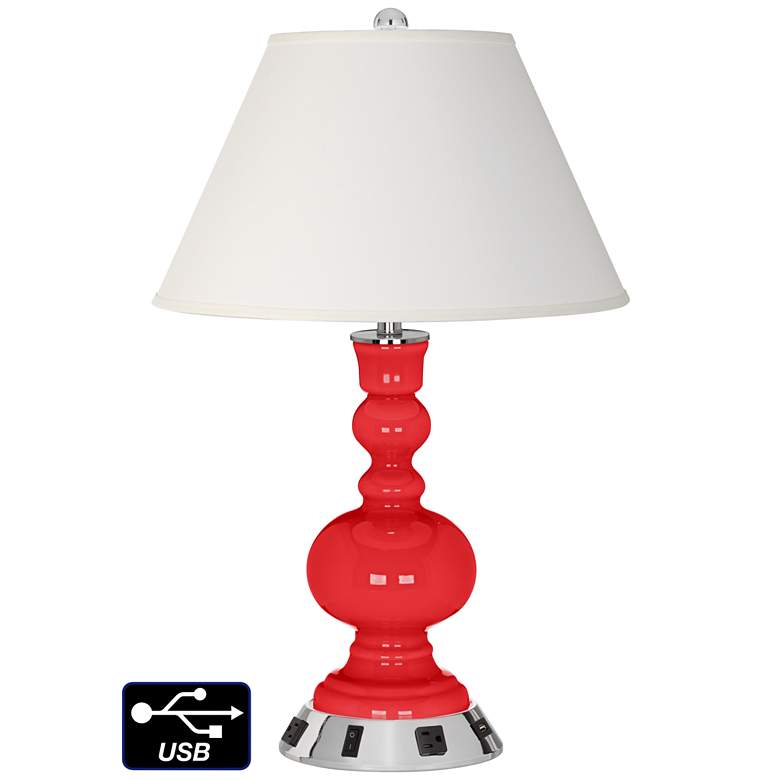 Image 1 Ivory Empire Apothecary Lamp - 2 Outlets and USB in Poppy Red