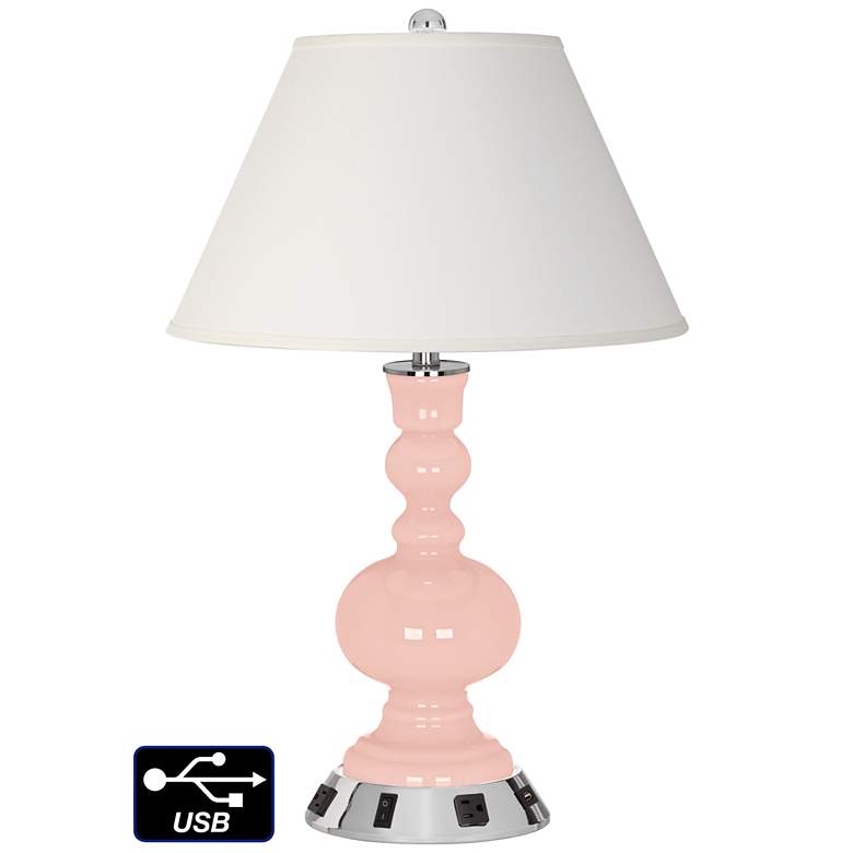 Image 1 Ivory Empire Apothecary Lamp - 2 Outlets and USB in Rose Pink
