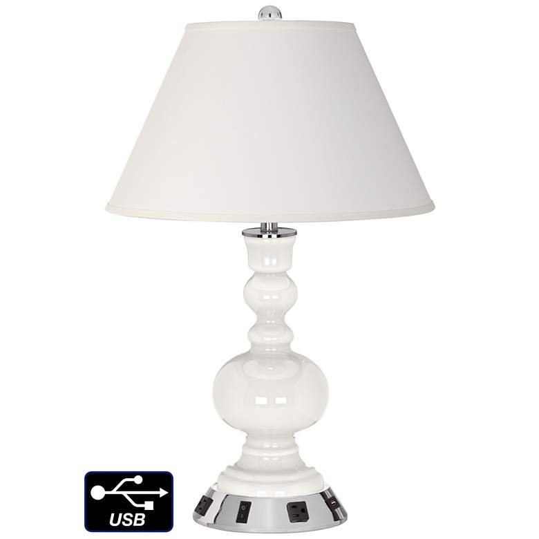 Image 1 Ivory Empire Apothecary Lamp - 2 Outlets and USB in Winter White