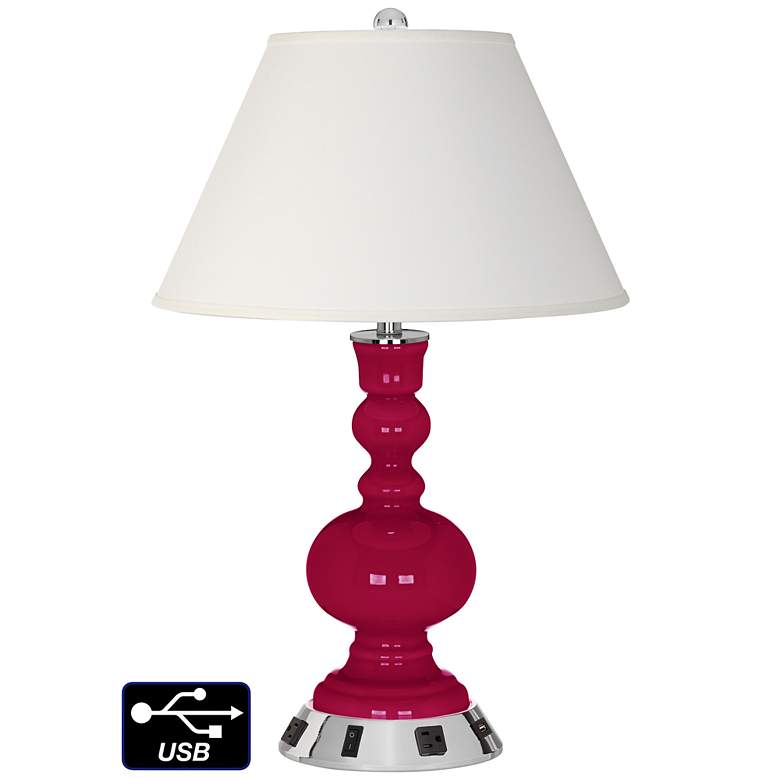 Image 1 Ivory Empire Apothecary Lamp Outlets and USB in French Burgundy