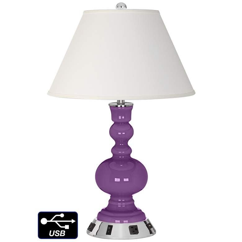 Image 1 Ivory Empire Apothecary Lamp Outlets and USB in Passionate Purple