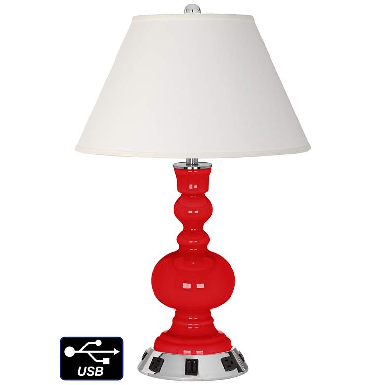 Image 1 Ivory Empire Apothecary Lamp - Outlets and USBs in Bright Red