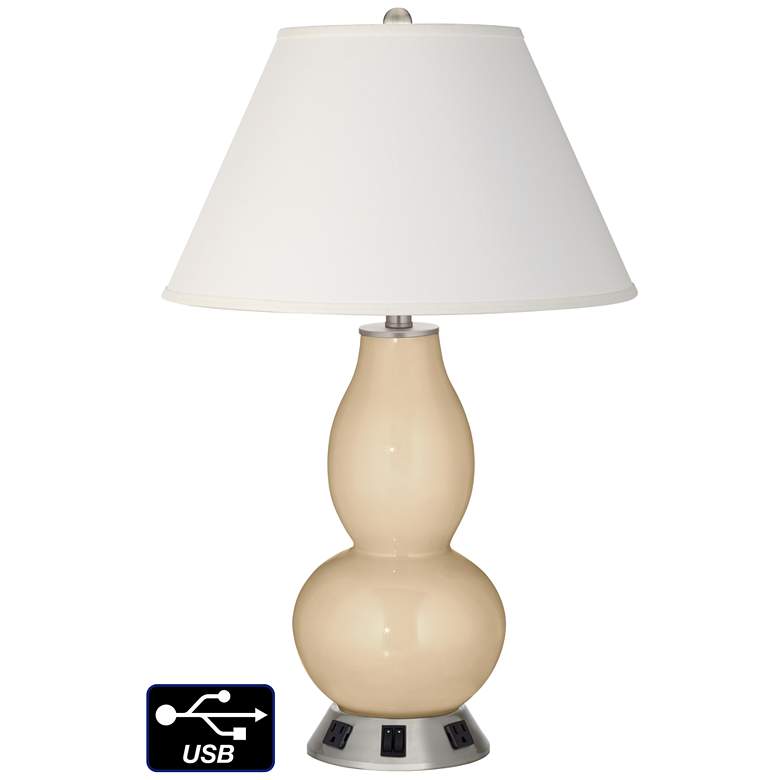 Image 1 Ivory Empire Gourd Lamp - 2 Outlets and 2 USBs in Colonial Tan