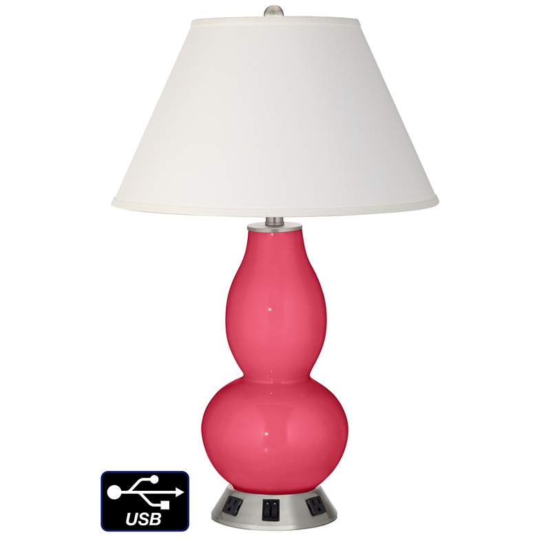 Image 1 Ivory Empire Gourd Lamp - 2 Outlets and 2 USBs in Eros Pink