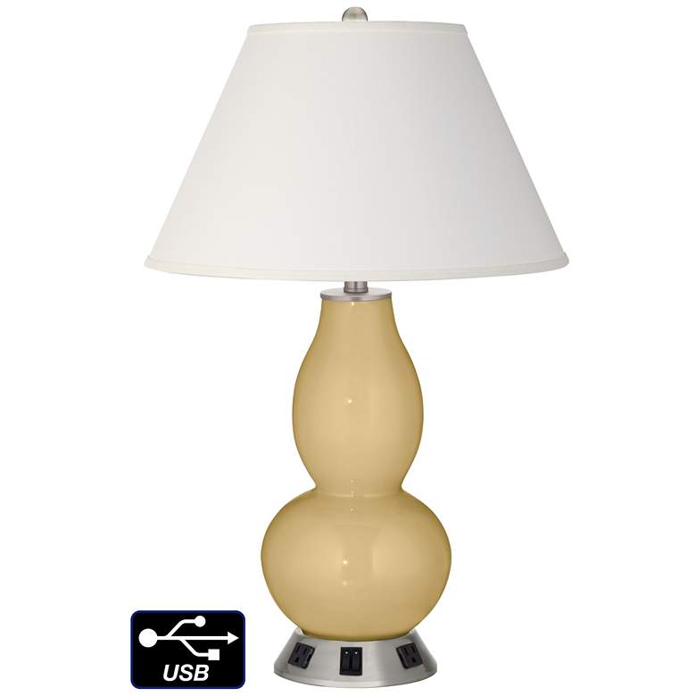 Image 1 Ivory Empire Gourd Lamp - 2 Outlets and 2 USBs in Humble Gold