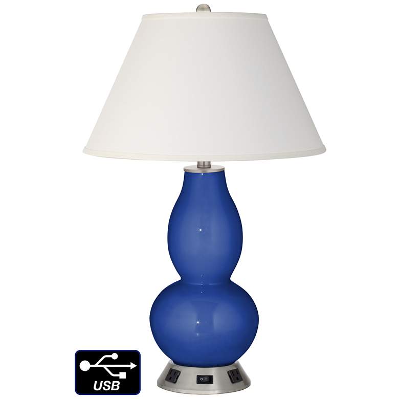 Image 1 Ivory Empire Gourd Lamp - 2 Outlets and USB in Dazzling Blue