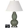 Ivory Empire Gourd Lamp - 2 Outlets and USB in Deep Lichen Green