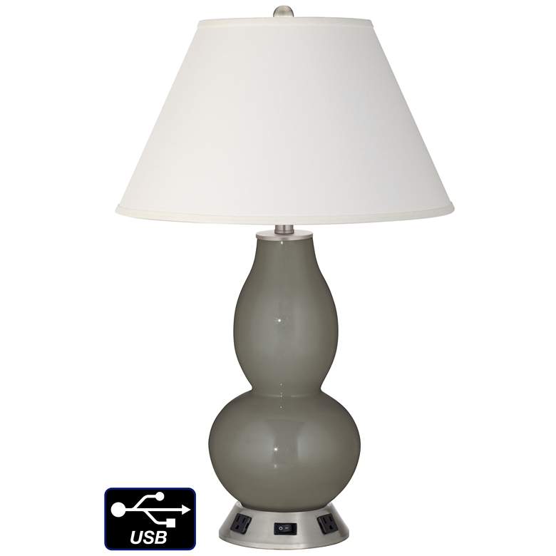 Image 1 Ivory Empire Gourd Lamp - 2 Outlets and USB in Gauntlet Gray