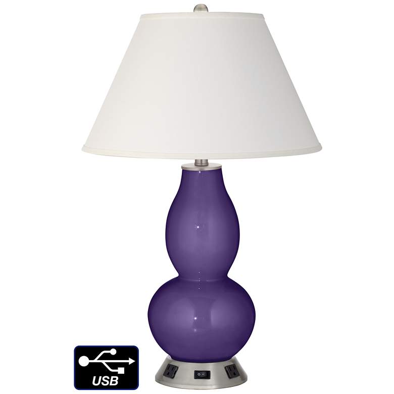 Image 1 Ivory Empire Gourd Lamp - 2 Outlets and USB in Izmir Purple