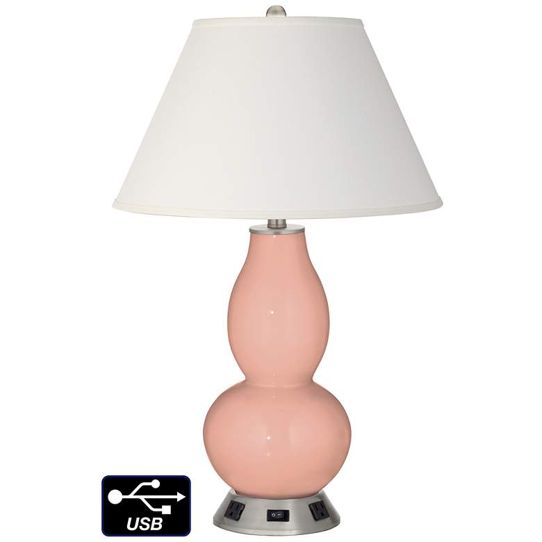 Image 1 Ivory Empire Gourd Lamp - 2 Outlets and USB in Mellow Coral