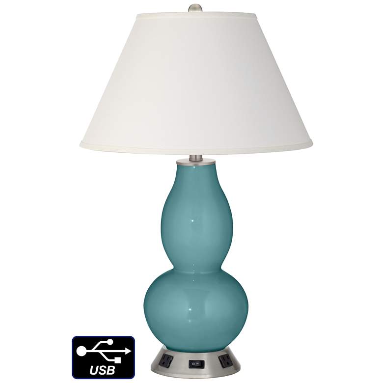 Image 1 Ivory Empire Gourd Lamp - 2 Outlets and USB in Reflecting Pool