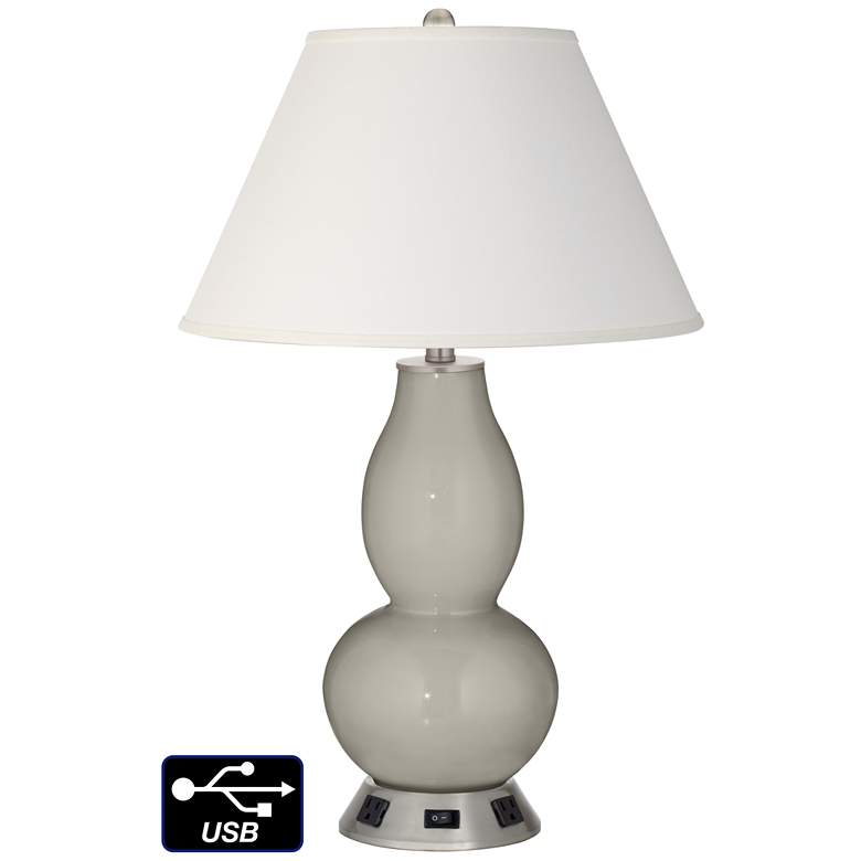 Image 1 Ivory Empire Gourd Lamp - 2 Outlets and USB in Requisite Gray