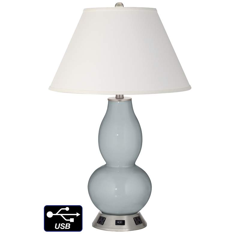 Image 1 Ivory Empire Gourd Lamp - 2 Outlets and USB in Uncertain Gray