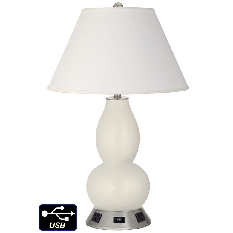 Image 1 Ivory Empire Gourd Lamp - 2 Outlets and USB in Vanilla Metallic