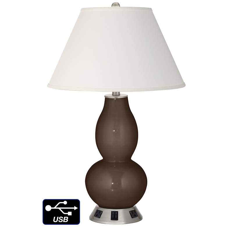 Image 1 Ivory Empire Gourd Table Lamp - 2 Outlets and 2 USBs in Carafe