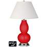 Ivory Empire Gourd Table Lamp - 2 Outlets and USB in Bright Red