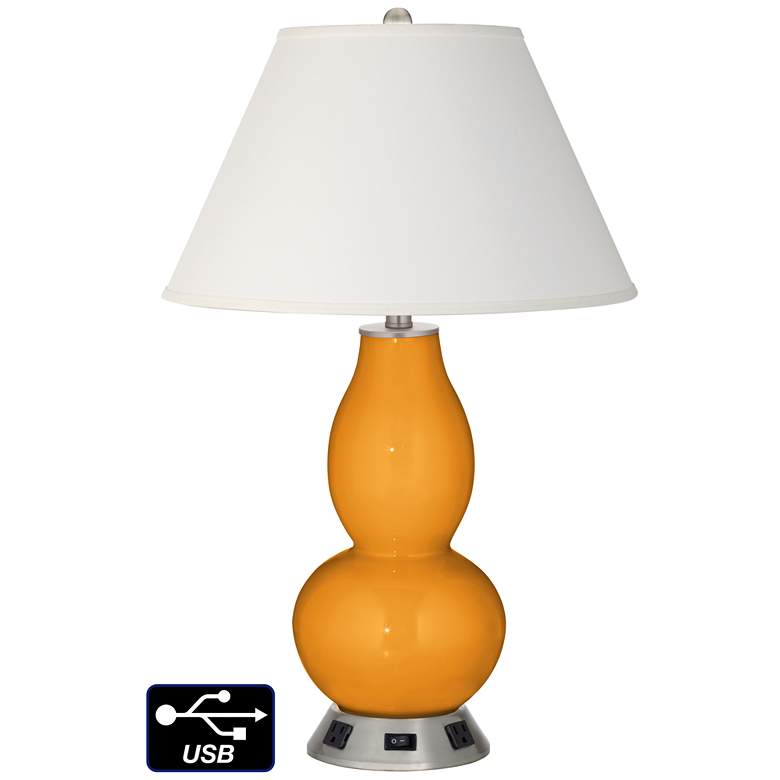 Image 1 Ivory Empire Gourd Table Lamp - 2 Outlets and USB in Carnival