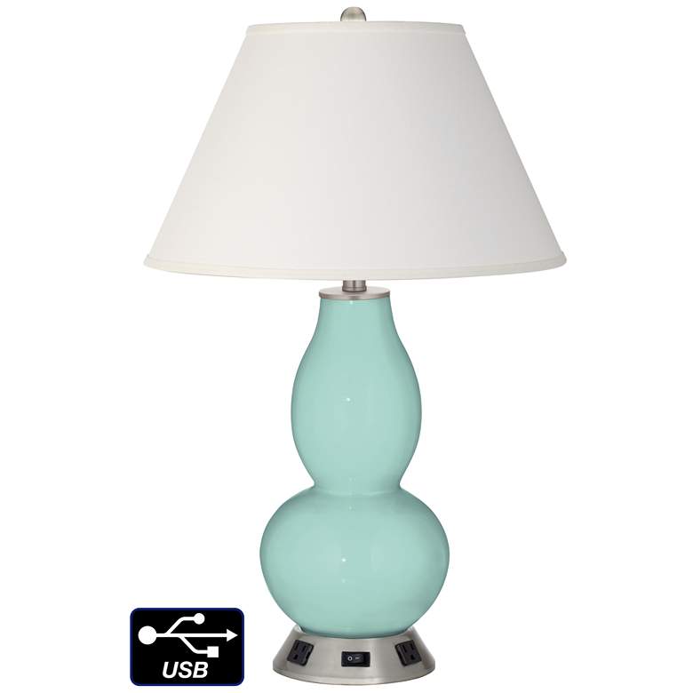 Image 1 Ivory Empire Gourd Table Lamp - 2 Outlets and USB in Cay