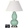 Ivory Empire Gourd Table Lamp - 2 Outlets and USB in Grayed Jade