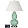 Ivory Empire Gourd Table Lamp - 2 Outlets and USB in Grayed Jade