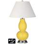 Ivory Empire Gourd Table Lamp - 2 Outlets and USB in Lemon Zest