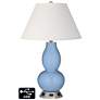 Ivory Empire Gourd Table Lamp - 2 Outlets and USB in Placid Blue