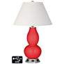 Ivory Empire Gourd Table Lamp - 2 Outlets and USB in Poppy Red