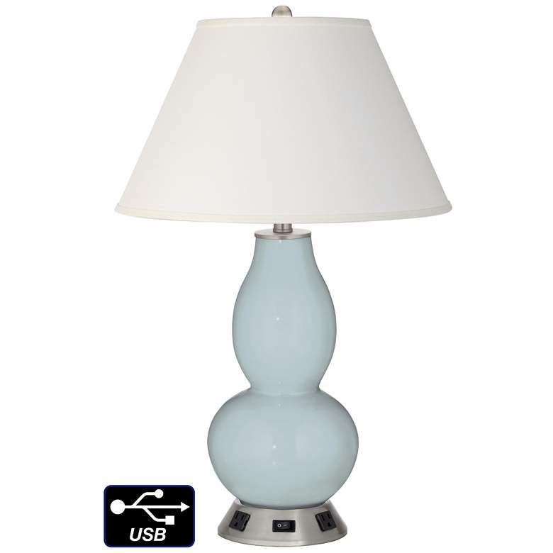 Image 1 Ivory Empire Gourd Table Lamp - 2 Outlets and USB in Rain