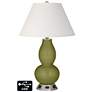 Ivory Empire Gourd Table Lamp - 2 Outlets and USB in Rural Green