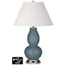 Ivory Empire Gourd Table Lamp - 2 Outlets and USB in Smoky Blue