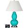 Ivory Empire Gourd Table Lamp - 2 Outlets and USB in Turquoise