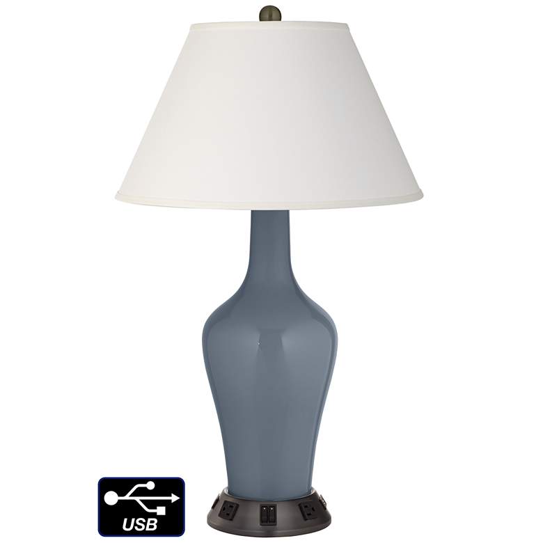 Image 1 Ivory Empire Jug Lamp - 2 Outlets and 2 USBs in Granite Peak