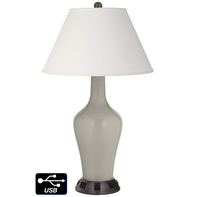 Image 1 Ivory Empire Jug Lamp - 2 Outlets and 2 USBs in Requisite Gray