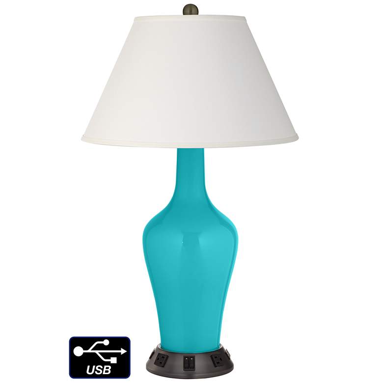 Image 1 Ivory Empire Jug Lamp - 2 Outlets and 2 USBs in Surfer Blue