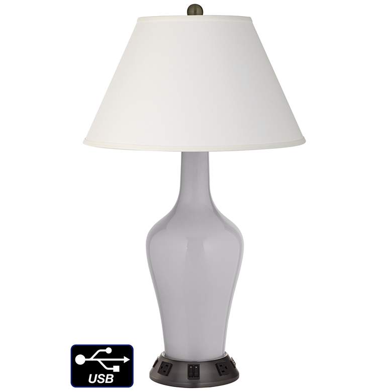 Image 1 Ivory Empire Jug Lamp - 2 Outlets and 2 USBs in Swanky Gray