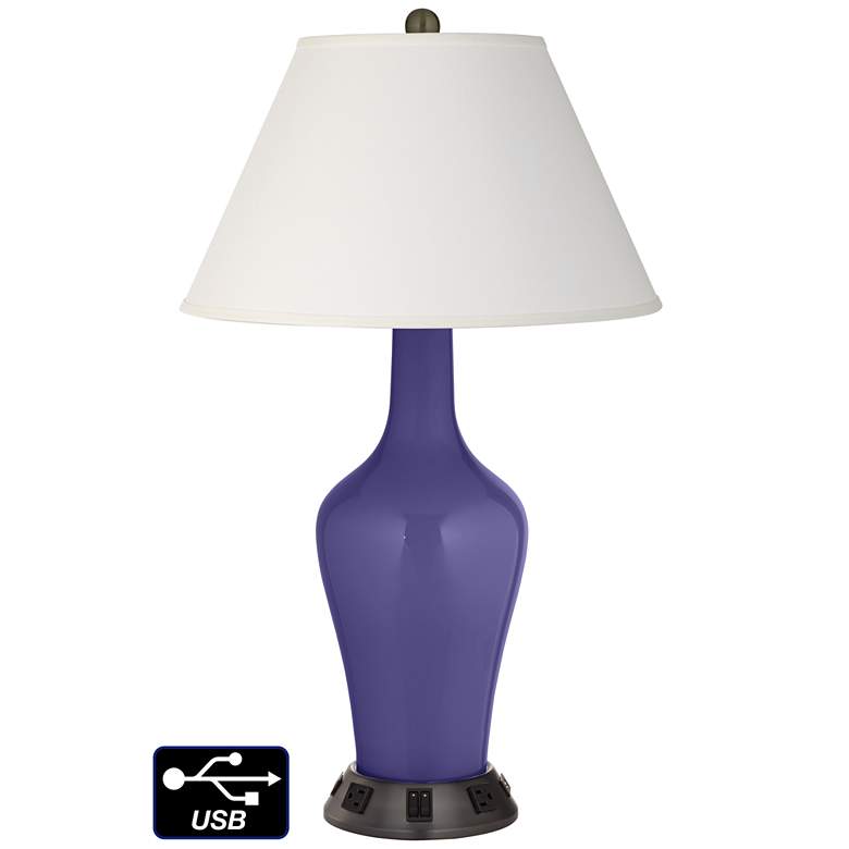 Image 1 Ivory Empire Jug Lamp - 2 Outlets and 2 USBs in Valiant Violet