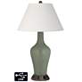 Ivory Empire Jug Lamp - 2 Outlets and USB in Deep Lichen Green