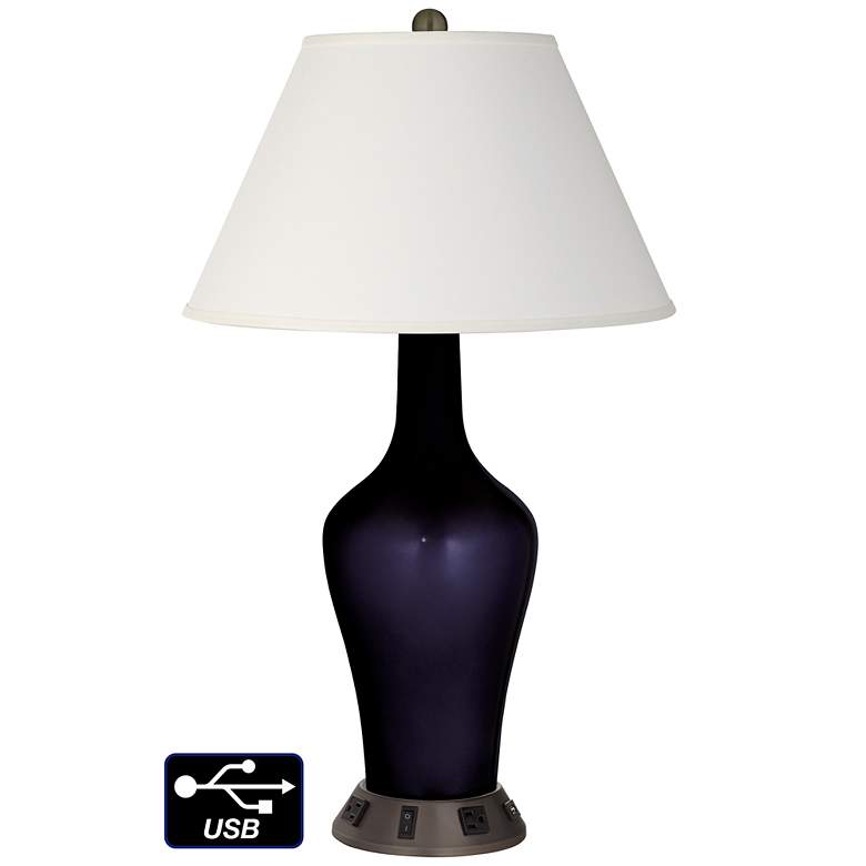 Image 1 Ivory Empire Jug Lamp Outlets and USB in Midnight Blue Metallic