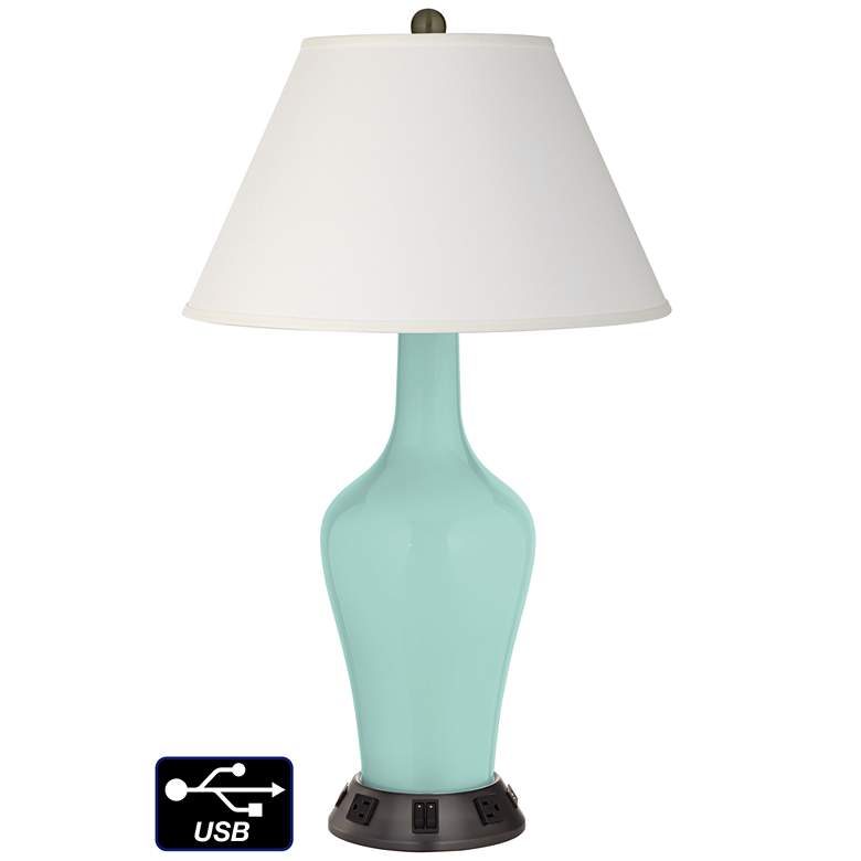 Image 1 Ivory Empire Jug Table Lamp - 2 Outlets and 2 USBs in Cay